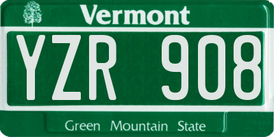 VT license plate YZR908
