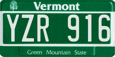 VT license plate YZR916