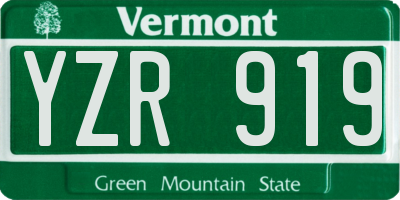 VT license plate YZR919