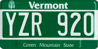 VT license plate YZR920