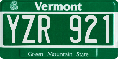 VT license plate YZR921