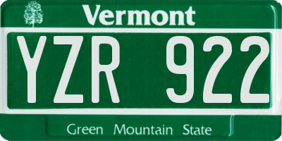 VT license plate YZR922