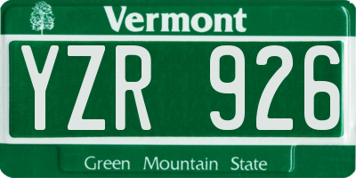 VT license plate YZR926