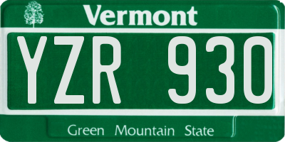 VT license plate YZR930