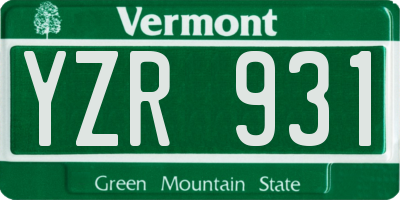 VT license plate YZR931
