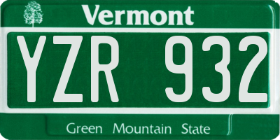VT license plate YZR932