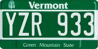 VT license plate YZR933