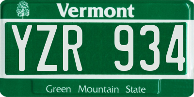 VT license plate YZR934
