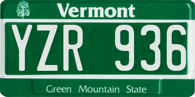 VT license plate YZR936