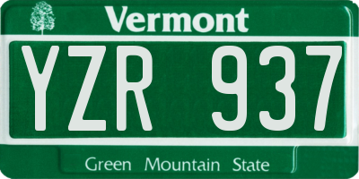 VT license plate YZR937
