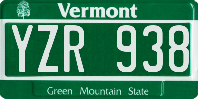 VT license plate YZR938