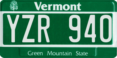 VT license plate YZR940