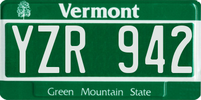 VT license plate YZR942