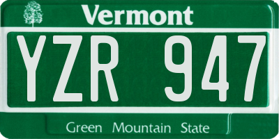 VT license plate YZR947