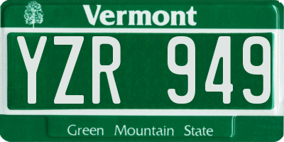 VT license plate YZR949