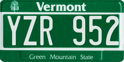 VT license plate YZR952