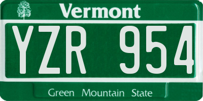VT license plate YZR954