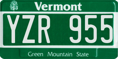VT license plate YZR955