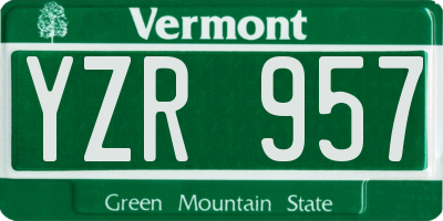 VT license plate YZR957
