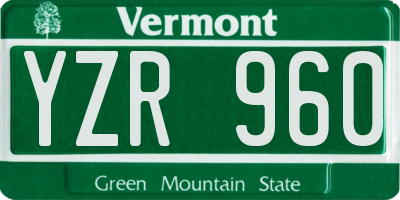 VT license plate YZR960