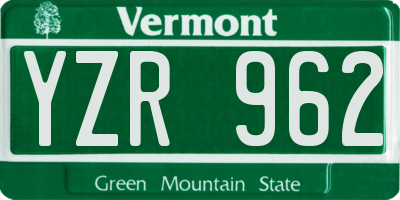 VT license plate YZR962