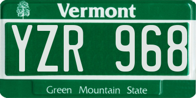 VT license plate YZR968