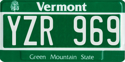 VT license plate YZR969