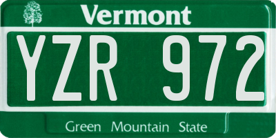 VT license plate YZR972