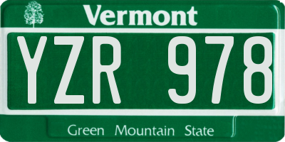 VT license plate YZR978