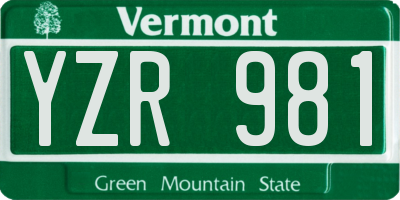 VT license plate YZR981