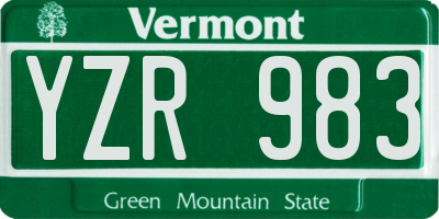 VT license plate YZR983