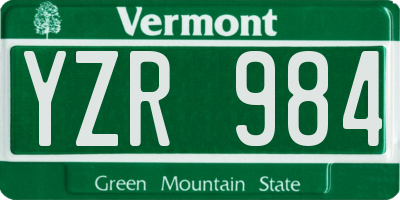 VT license plate YZR984
