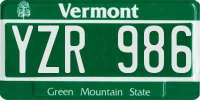 VT license plate YZR986