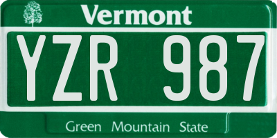 VT license plate YZR987