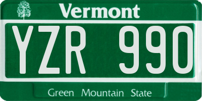 VT license plate YZR990