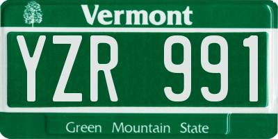 VT license plate YZR991