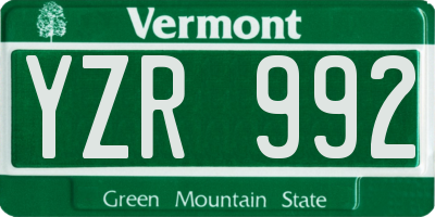 VT license plate YZR992