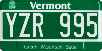 VT license plate YZR995
