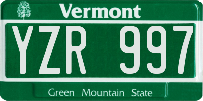 VT license plate YZR997
