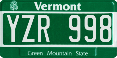 VT license plate YZR998