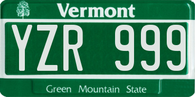 VT license plate YZR999