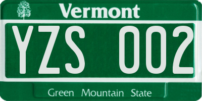 VT license plate YZS002
