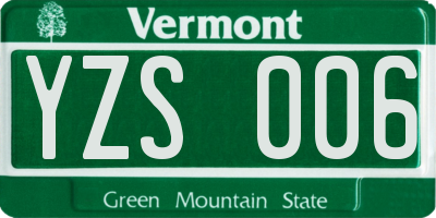 VT license plate YZS006