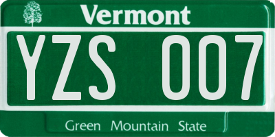 VT license plate YZS007