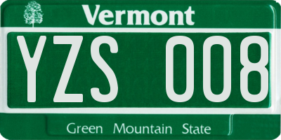 VT license plate YZS008