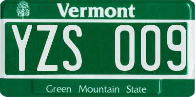 VT license plate YZS009