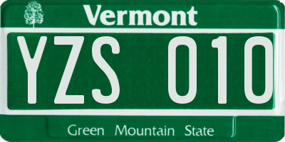 VT license plate YZS010