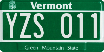 VT license plate YZS011