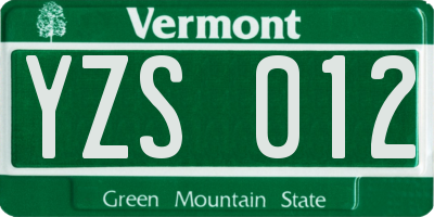 VT license plate YZS012