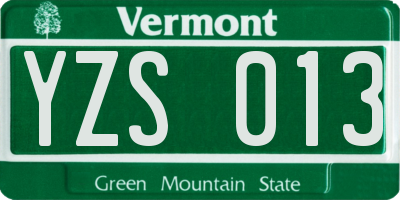 VT license plate YZS013